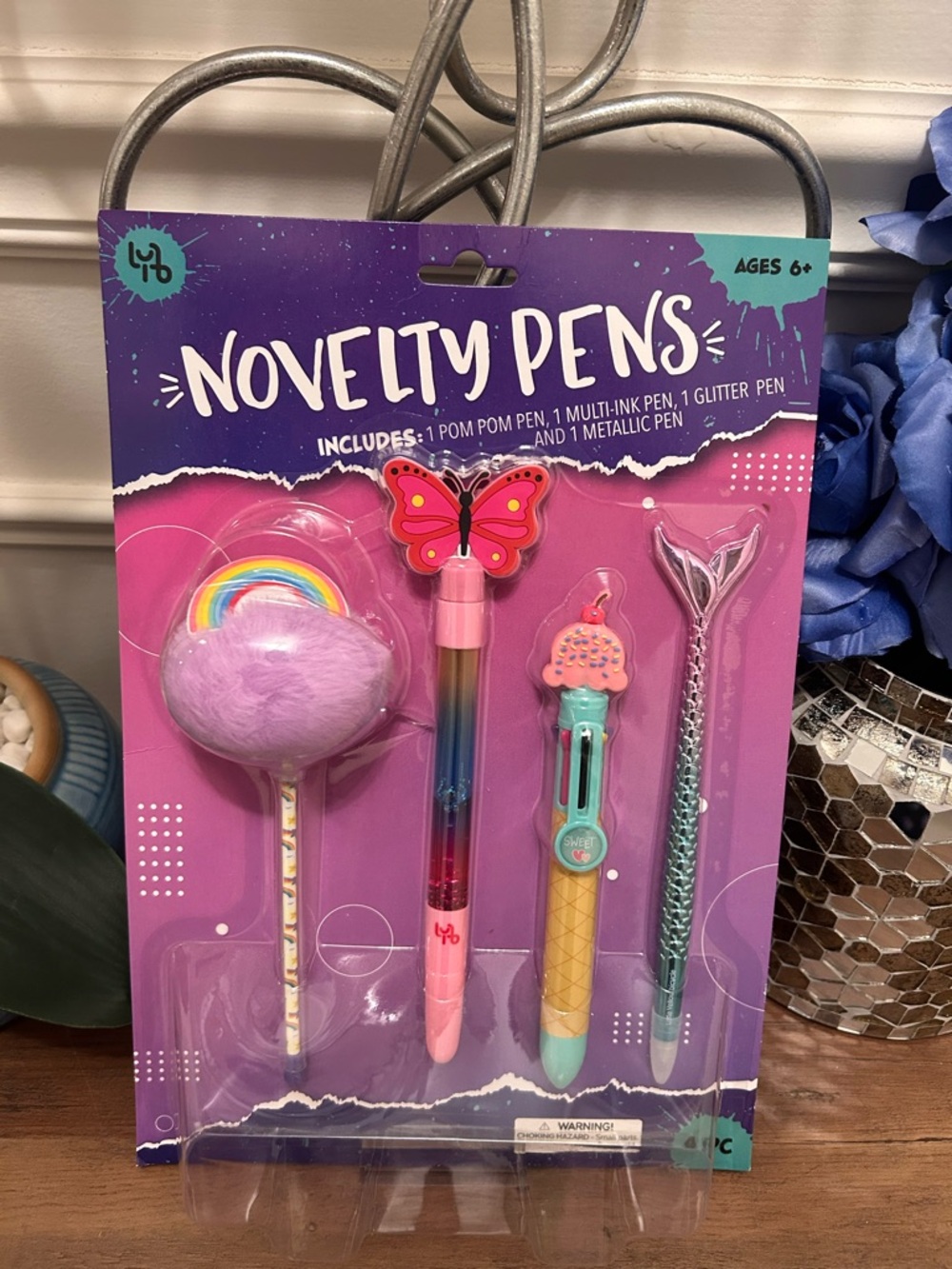 Novelty Pens Set - Rainbow Butterfly, Pom Pom, Ice Cream & Mermaid - Picture 2 of 6